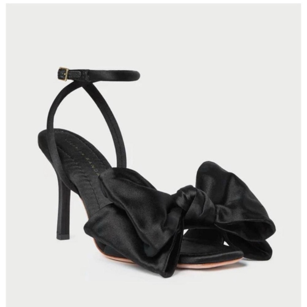 Loeffler Randall Marlena Black Satin Bow Sandals 6